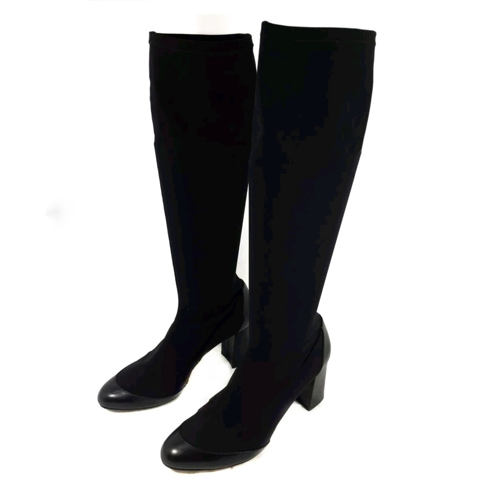 SALVATORE FERRAGAMO Black Knee High Stretch Boots